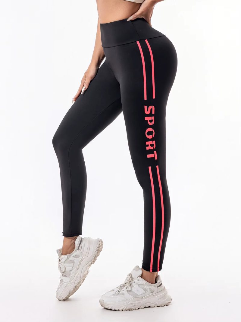 Trendy Letter Printed High-Waisted Pull-in Hip Lift Yoga Pants - Image 9