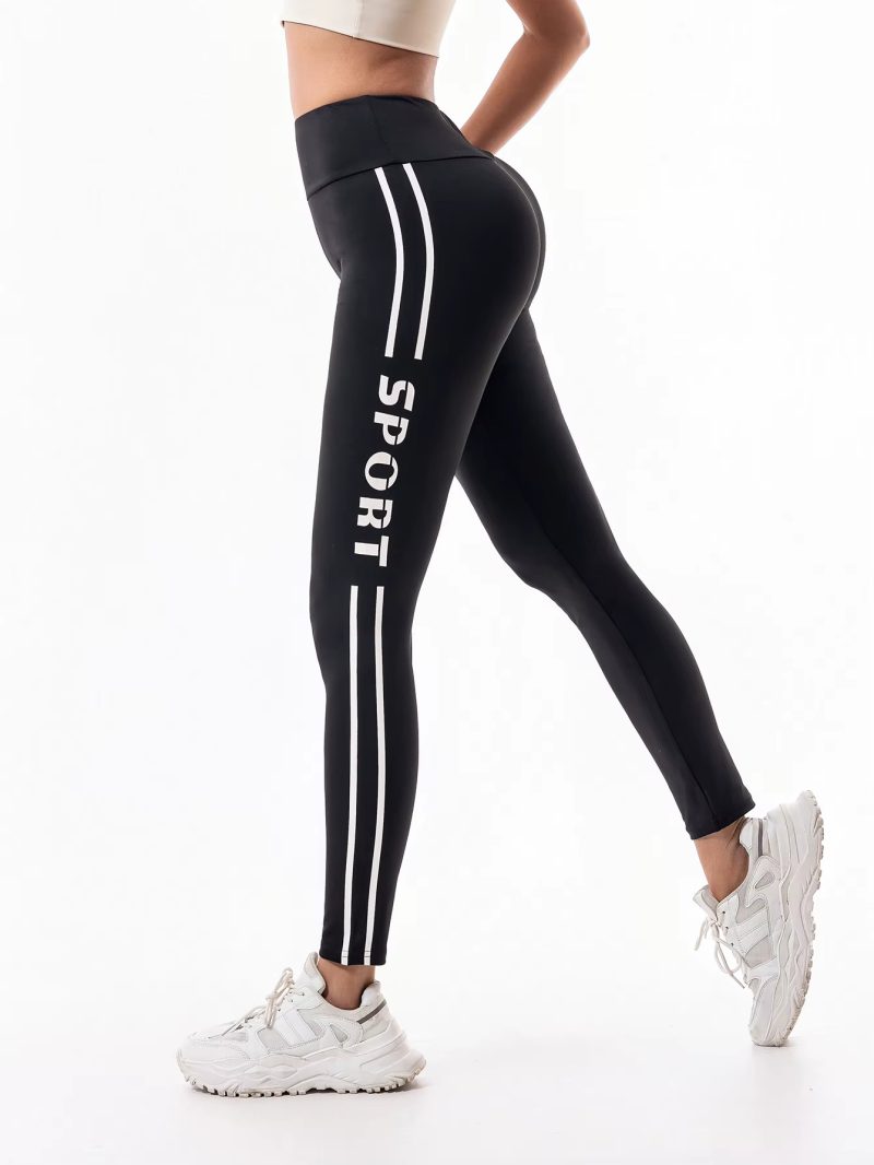 Trendy Letter Printed High-Waisted Pull-in Hip Lift Yoga Pants - Image 5
