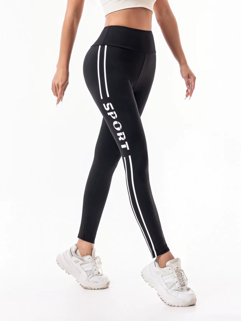 Trendy Letter Printed High-Waisted Pull-in Hip Lift Yoga Pants - Image 4