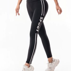 Trendy Letter Printed High-Waisted Pull-in Hip Lift Yoga Pants
