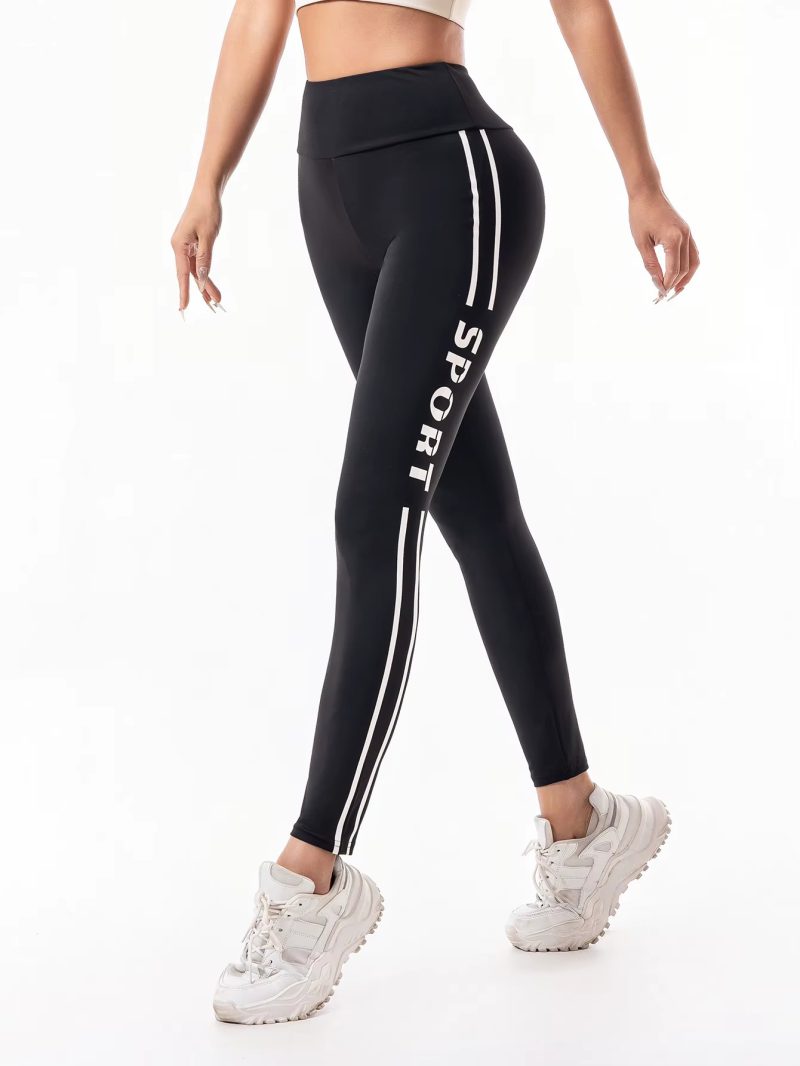 Trendy Letter Printed High-Waisted Pull-in Hip Lift Yoga Pants
