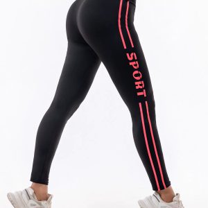 Trendy Letter Printed High-Waisted Pull-in Hip Lift Yoga Pants - Image 10