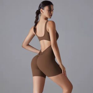 Trendy No Pocket Knitted Backless Yoga Jumpsuit - Image 13