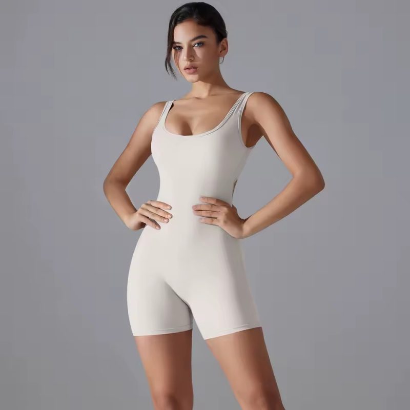 Trendy No Pocket Knitted Backless Yoga Jumpsuit
