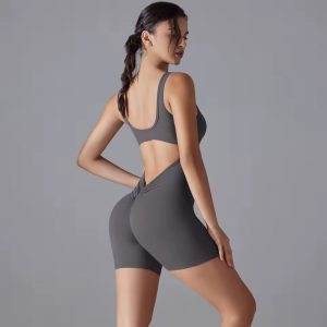 Trendy No Pocket Knitted Backless Yoga Jumpsuit - Image 10