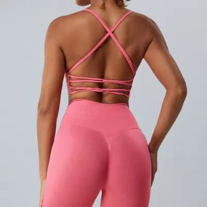 Trendy Quick Dry Knitted Cross Strap Breathable Fitness Sports Bra - Image 5