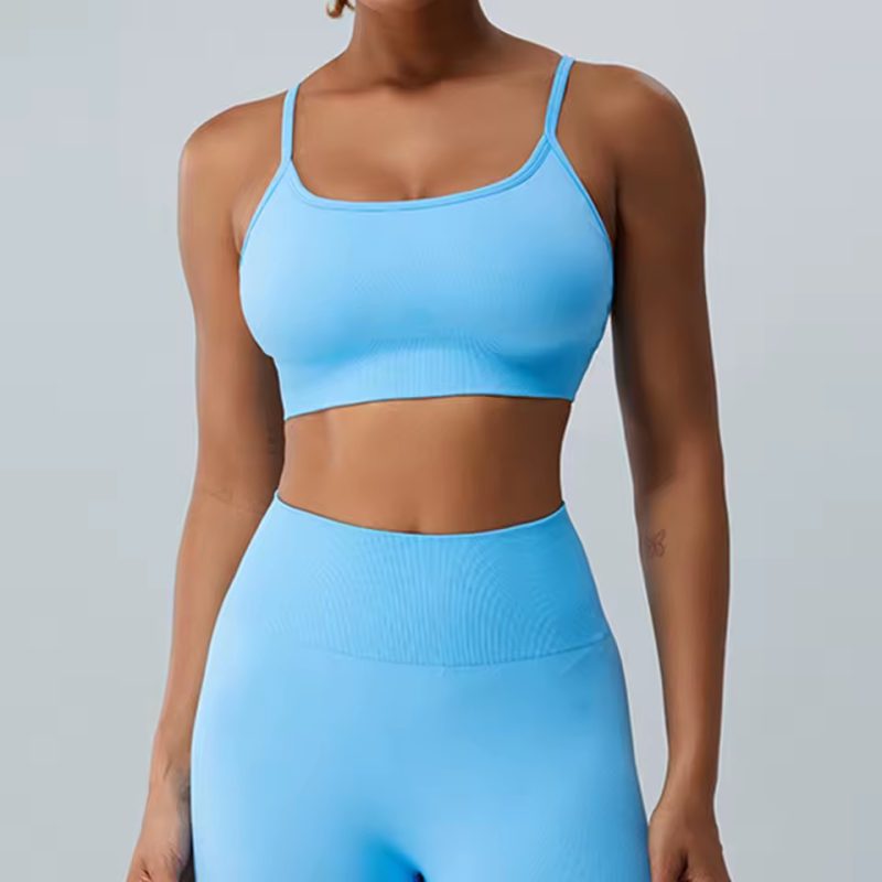 Trendy Quick Dry Knitted Cross Strap Breathable Fitness Sports Bra