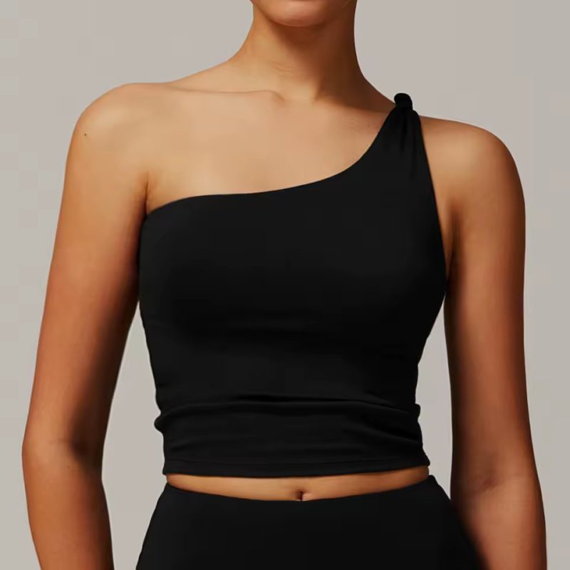 Trendy Single Shoulder Breathable Running Sports Bra - Image 9