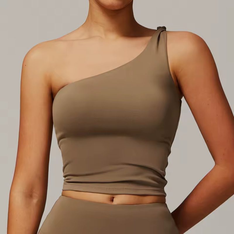 Trendy Single Shoulder Breathable Running Sports Bra - Image 3