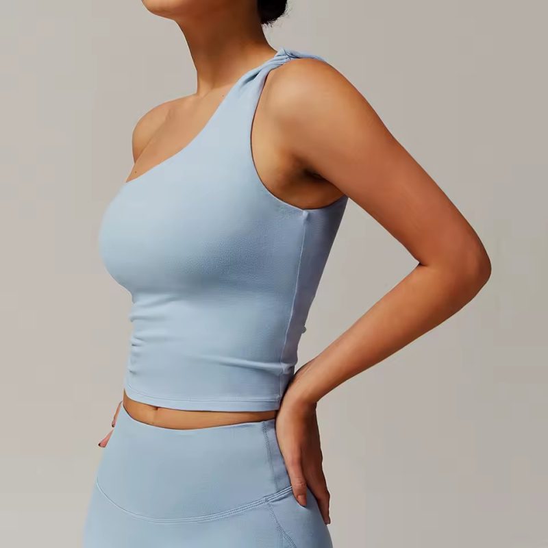 Trendy Single Shoulder Breathable Running Sports Bra - Image 2