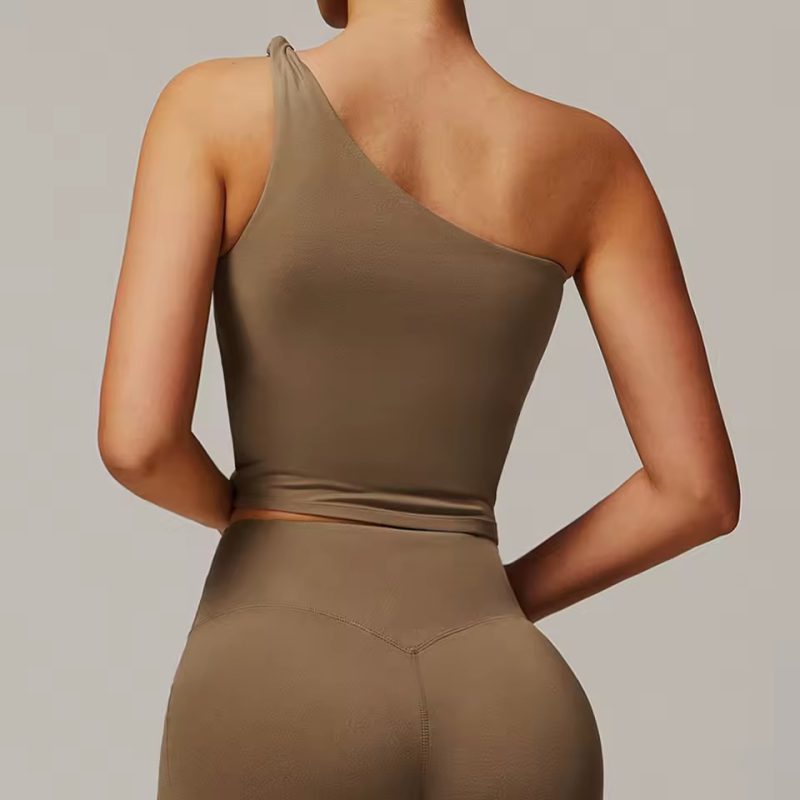 Trendy Single Shoulder Breathable Running Sports Bra - Image 4