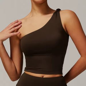 Trendy Single Shoulder Breathable Running Sports Bra - Image 7