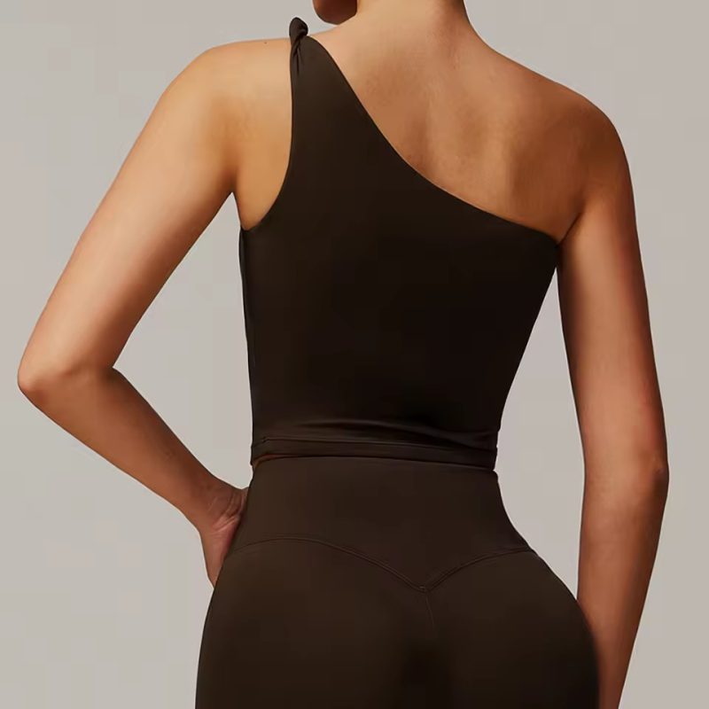 Trendy Single Shoulder Breathable Running Sports Bra - Image 8