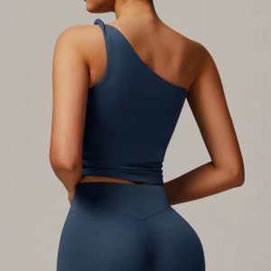 Trendy Single Shoulder Breathable Running Sports Bra - Image 6