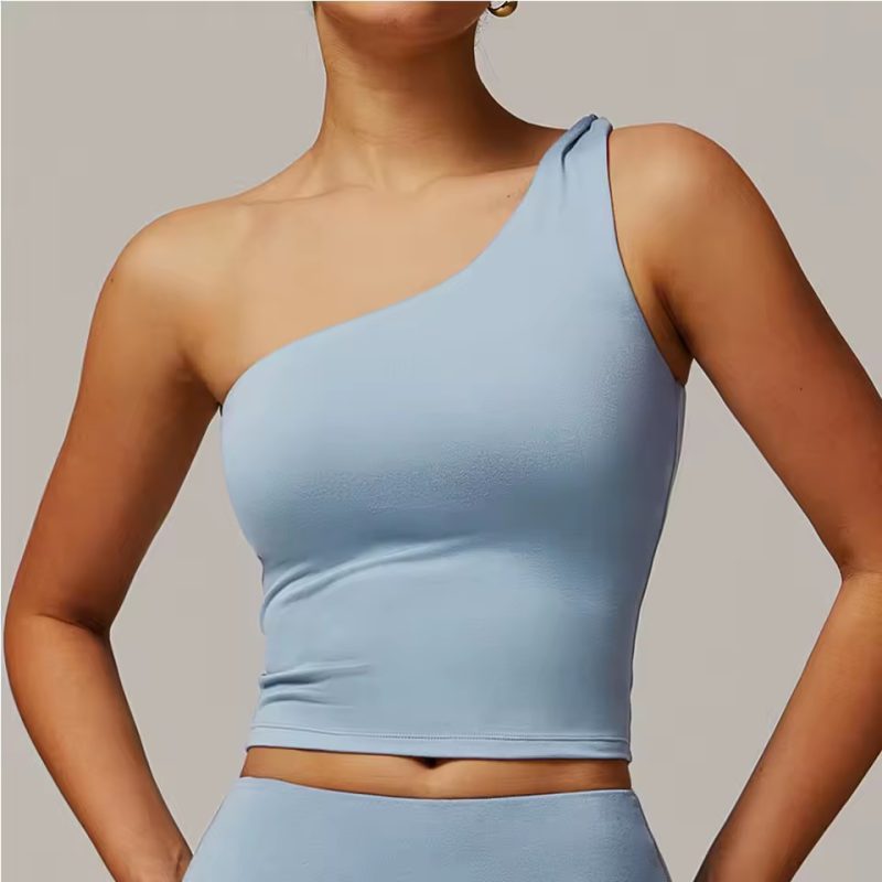 Trendy Single Shoulder Breathable Running Sports Bra