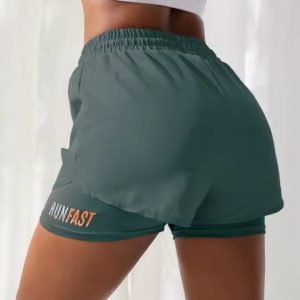 Trendy With Elastic Proximity Control High Rise Fake Two Pieces Yoga Shorts - Image 6