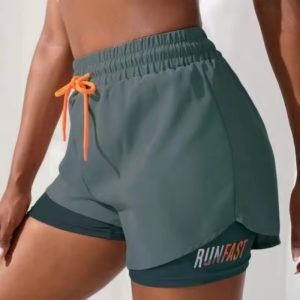 Trendy With Elastic Proximity Control High Rise Fake Two Pieces Yoga Shorts - Image 4