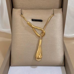 Unique Design Irregular Waterdrop Stainless Steel Pendant Necklace - Image 2