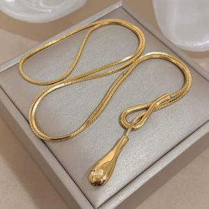 Unique Design Irregular Waterdrop Stainless Steel Pendant Necklace - Image 3
