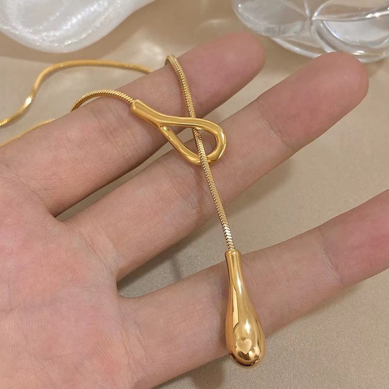 Unique Design Irregular Waterdrop Stainless Steel Pendant Necklace