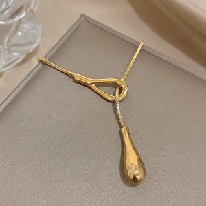 Unique Design Irregular Waterdrop Stainless Steel Pendant Necklace - Image 4