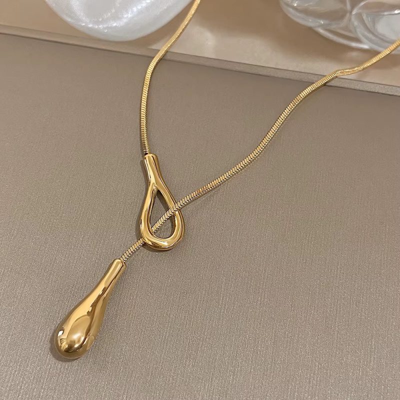 Unique Design Irregular Waterdrop Stainless Steel Pendant Necklace - Image 6