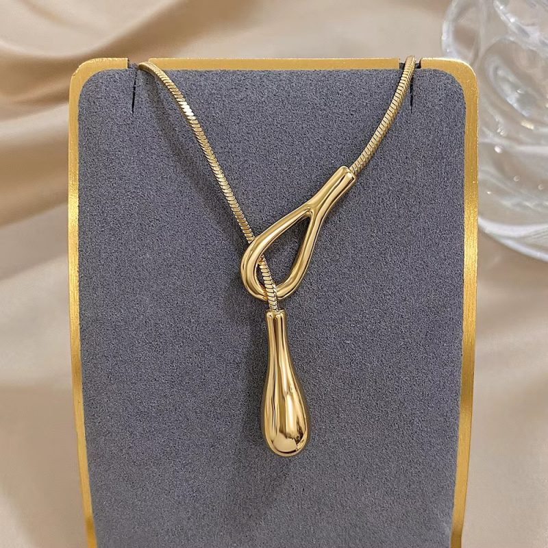 Unique Design Irregular Waterdrop Stainless Steel Pendant Necklace - Image 5